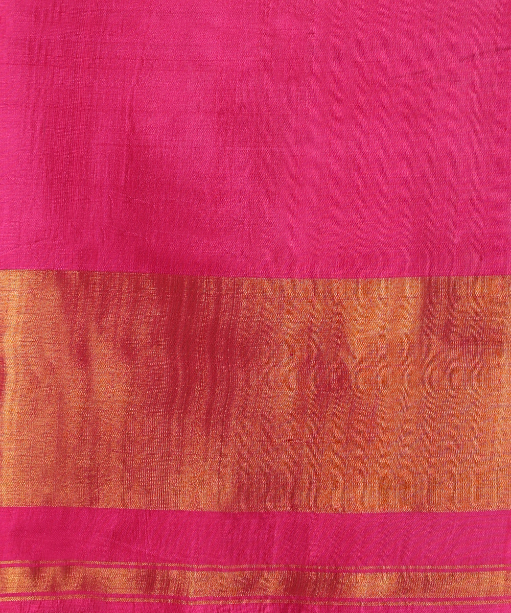 Turquoise_Handloom_Pure_Mulberry_Silk_Ikat_Patola_Saree_With_Pink_Border_WeaverStory05