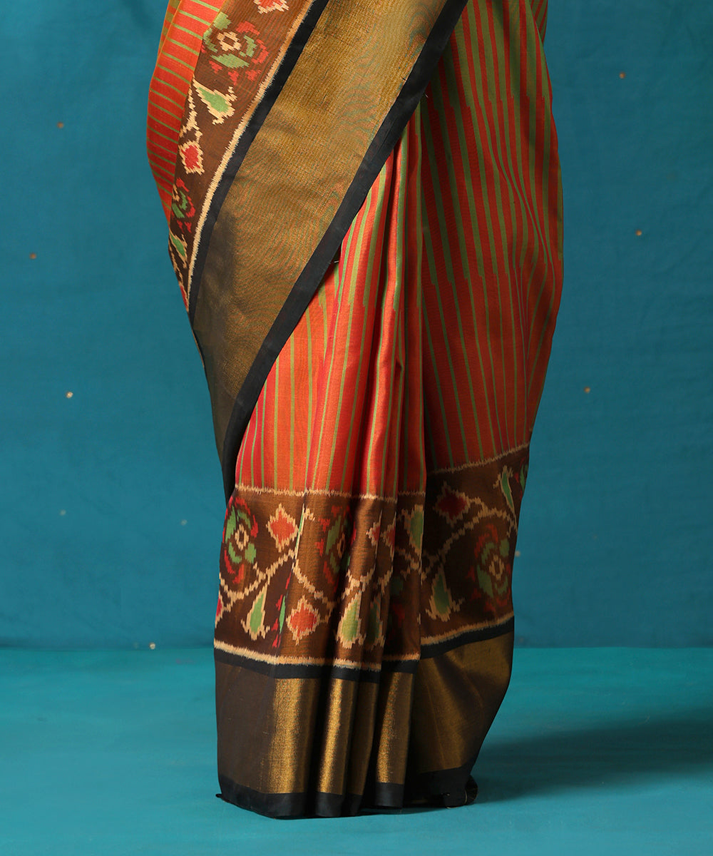 Brown_And_Black_Handloom_Pure_Mulberry_Silk_Ikat_Patola_Saree_WeaverStory04