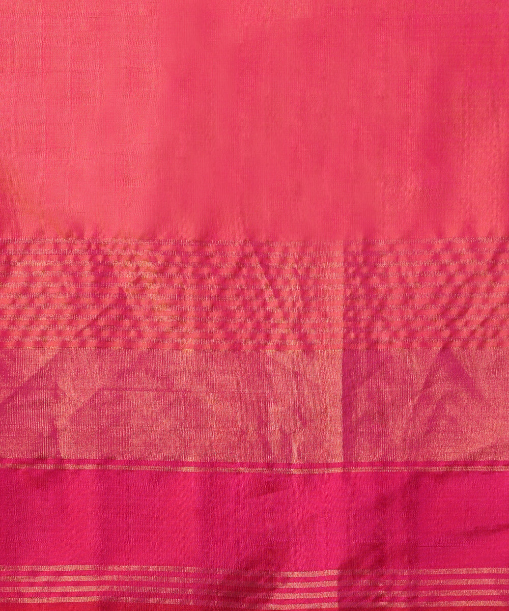 Pink_And_Yellow_Handloom_Striped_Pure_Mulberry_Silk_Ikat_Patola_Saree_With_Pink_Border_WeaverStory05