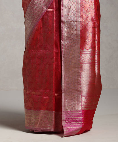 Handloom_Pink_Pure_Katan_Silk_Zari_Tanchoi_Banarasi_Saree_With_Lilac_Border_WeaverStory_04