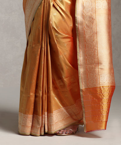 Orange_And_Gold_Handloom_Pure_Katan_Silk_Zari_Tanchoi_Banarasi_Saree_WeaverStory_04