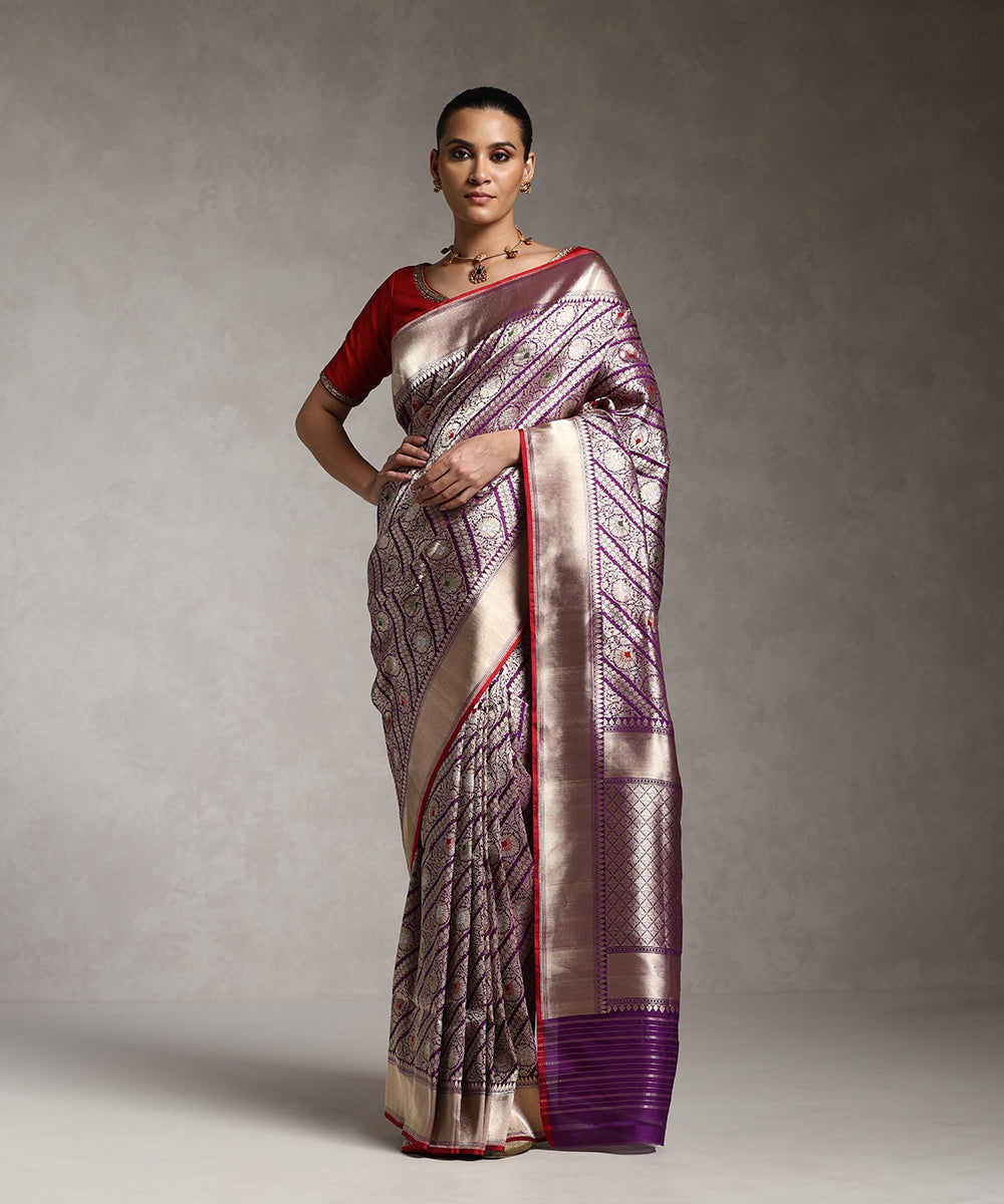 Purple_Handloom_Pure_Katan_Silk_Kimkhab_Banarasi_Saree_With_Kadhwa_Border_WeaverStory_01