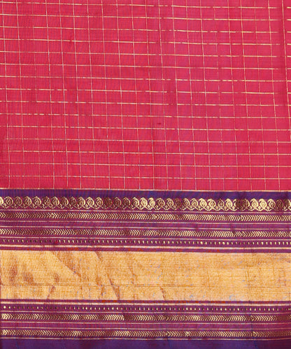 Magenta_Pure_Silk_Venkatagiri_Revival_Handloom_Revival_Saree_With_Zari_Checks_And_Petu_Border_WeaverStory_05