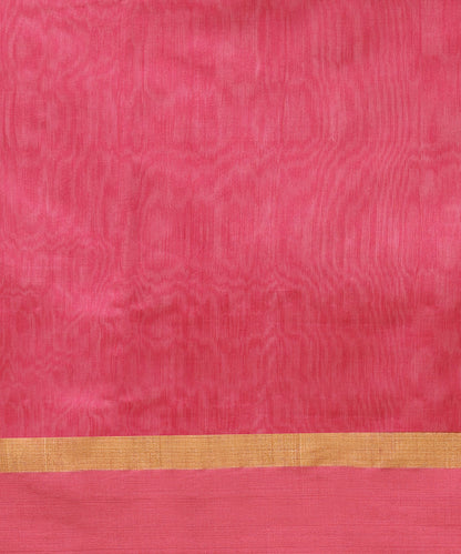 Pink_Handloom_Plain_Pure_Cotton_Chanderi_Saree_With_Peach_Border_And_Golden_Stripe_WeaverStory_05