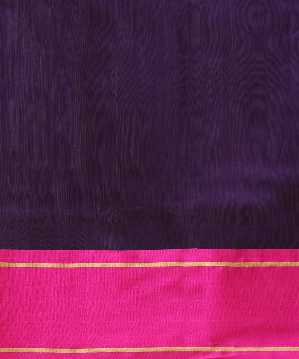 Handloom_Purple_Plain_Pure_Cotton_Chanderi_Saree_With_Pink_Mashroo_Border_WeaverStory_05