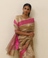 Light_Brown_Handloom_Pure_Silk_Chanderi_Saree_With_Eknaliya_Meena_Boota_And_Pink_Border_WeaverStory_01