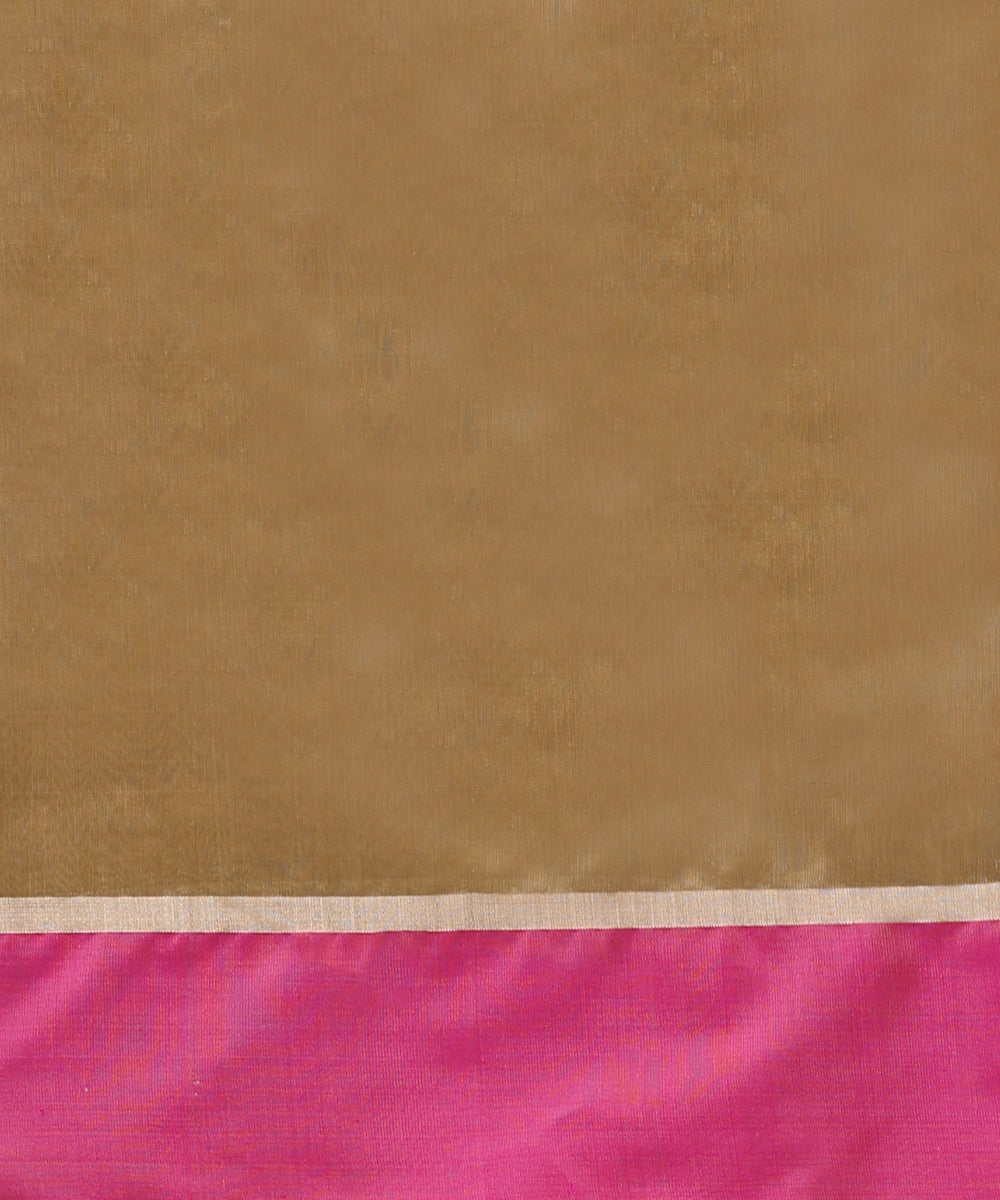 Light_Brown_Handloom_Pure_Silk_Chanderi_Saree_With_Eknaliya_Meena_Boota_And_Pink_Border_WeaverStory_05