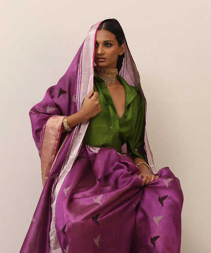 Handloom_Purple_Pure_Soft_Silk_Chanderi_Saree_With_Eknaliya_Bird_Motif_WeaverStory_01