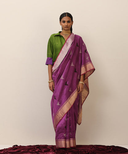 Handloom_Purple_Pure_Soft_Silk_Chanderi_Saree_With_Eknaliya_Bird_Motif_WeaverStory_02