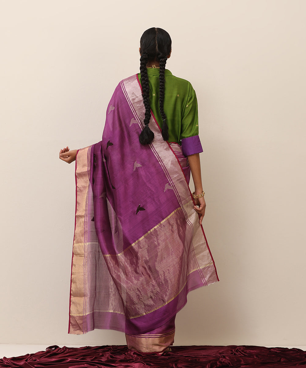 Handloom_Purple_Pure_Soft_Silk_Chanderi_Saree_With_Eknaliya_Bird_Motif_WeaverStory_03