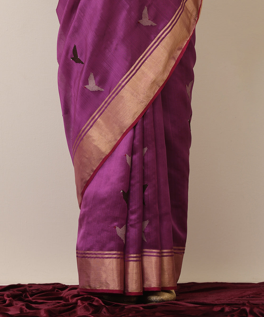 Handloom_Purple_Pure_Soft_Silk_Chanderi_Saree_With_Eknaliya_Bird_Motif_WeaverStory_04