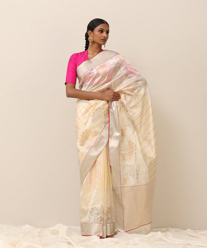 Handloom_Pink_Pure_Silk_Chanderi_Saree_With_Nandi_Motif_And_Silver_Border_Pink_Salvage_WeaverStory_02