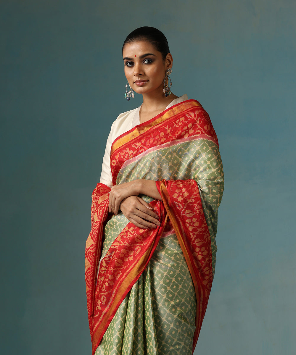 Pista_And_Pale_Yellow_Handloom_Pure_Mulberry_Silk_Ikat_Patola_Saree_With_Red_Border_And_Palla_WeaverStory_01