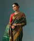 Handloom_Geen_Pure_Mulberry_Silk_Ikat_Patola_Saree_With_Gold_Zari_Border_WeaverStory_01