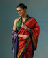 Handloom_Maroon_Pure_Mulberry_Silk_Ikat_Patola_Saree_With_Blue_Border_WeaverStory_01