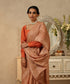 Handloom_Pale_Peach_Pure_Tussar_Silk_Dhakai_Jamdani_Saree_With_Floral_Border_And_Pallu_WeaverStory_01