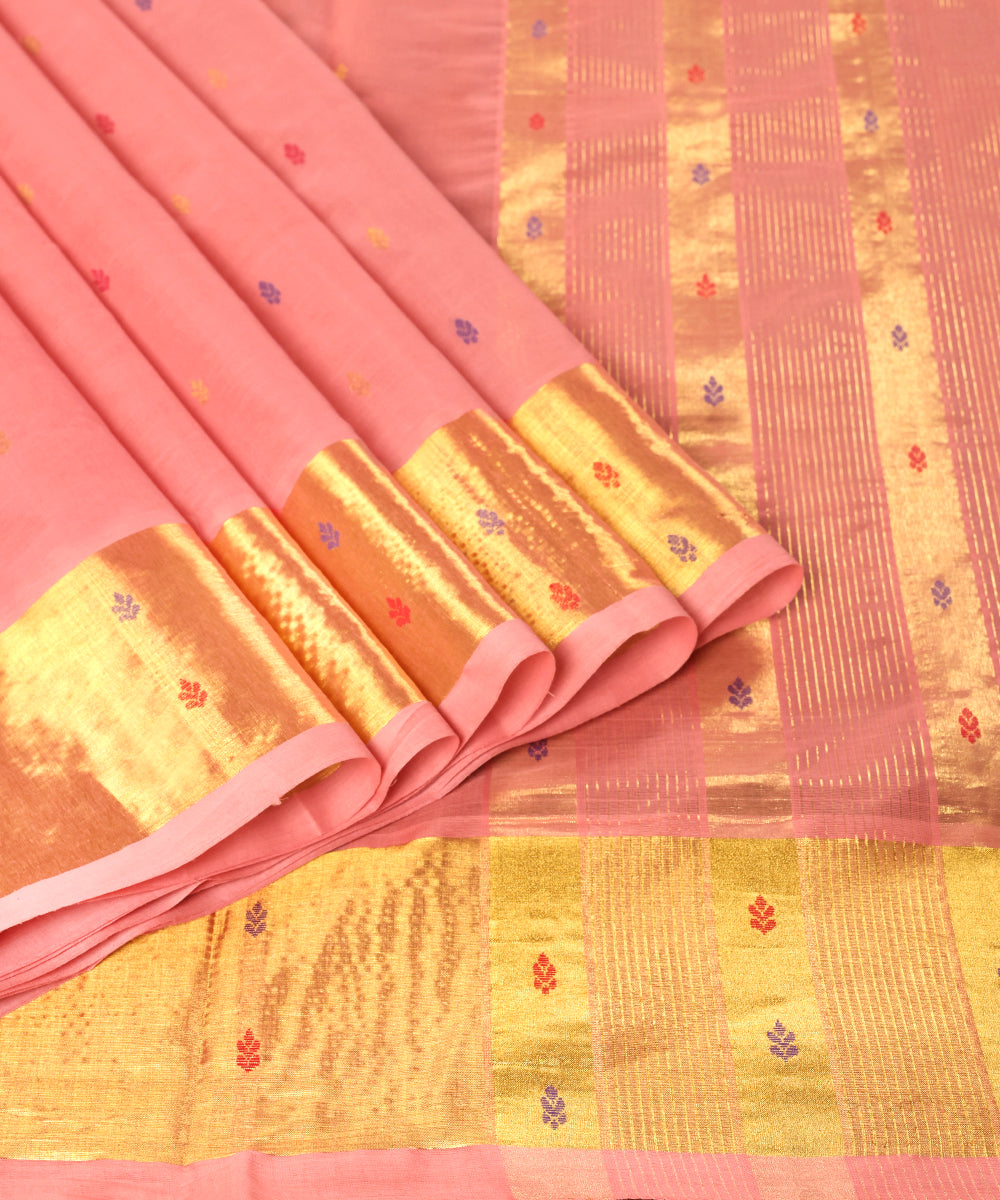 Handloom_Peach_Pure_Cotton_Silk_Venkatagiri_Revival_Saree_With_Booti_WeaverStory_01