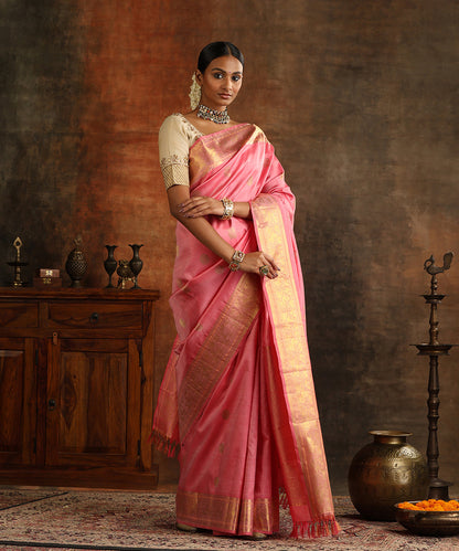 Handloom_Pink_Pure_Silk_Kanjivaram_Saree_With_Chakram_Motifs_And_Vanasingram_Border_And_Pure_Zari_WeaverStory_02