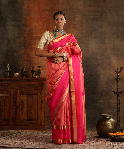 Hot_Pink_Handloom_Pure_Silk_Kanjivaram_Saree_With_Pure_Zari_WeaverStory_02