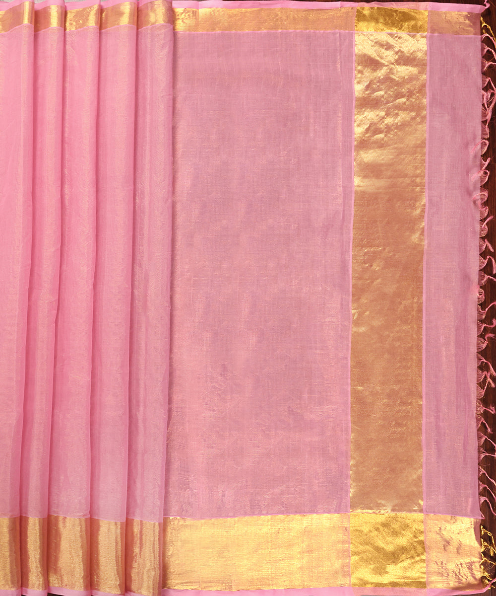 Pink_Handloom_Pure_Cotton_Silk_Venkatagiri_Revival_Saree_With_Zari_Border_WeaverStory_02