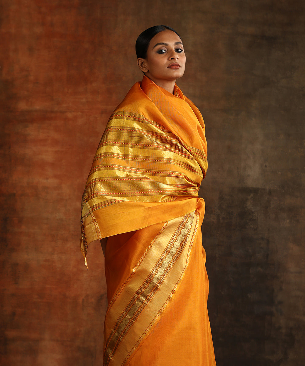 Mustard_Handloom_Pure_Silk_Venkatagiri_Revival_Saree_With_Rudraksh_Petu_Border_WeaverStory_01