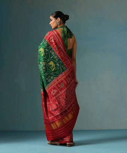 Green_Handloom_Pure_Mulberry_Silk_Ikat_Patola_Saree_With_Red_Border_And_Palla_WeaverStory_03