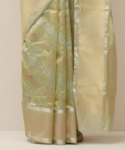 Handloom_Pista_Green_Pure_Silk_Chanderi_Saree_With_Ada_Jaal_WeaverStory_04