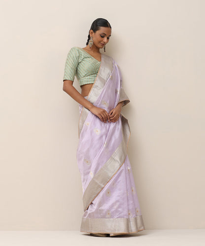 Lavender_Handloom_Pure_Silk_Chanderi_Saree_With_Silver_And_Golden_Floral_Boota_WeaverStory_01