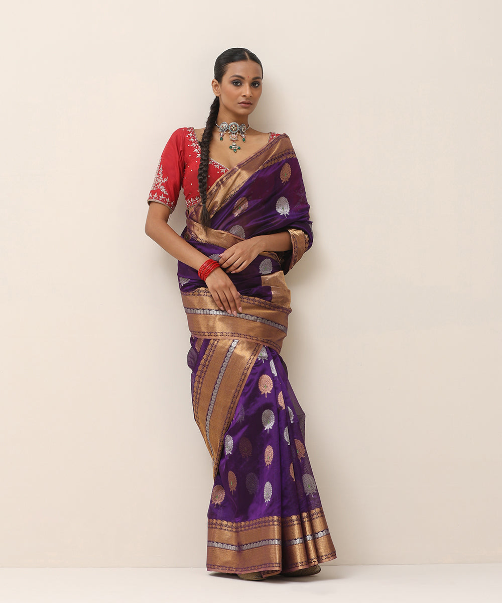 Handloom_Purple_Pure_Silk_Chanderi_Saree_With_Antique_Zari_Border_WeaverStory_01