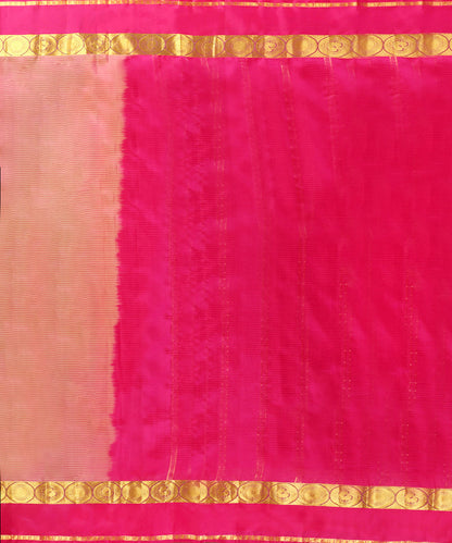 Pink_Handloom_Striped_Pure_Silk_Kanjivaram_With_Hot_Pink_Border_WeaverStory_03