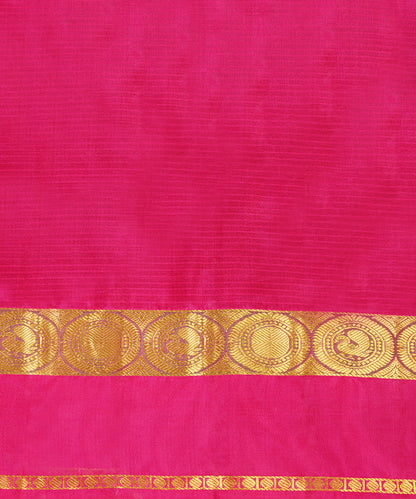 Pink_Handloom_Striped_Pure_Silk_Kanjivaram_With_Hot_Pink_Border_WeaverStory_05