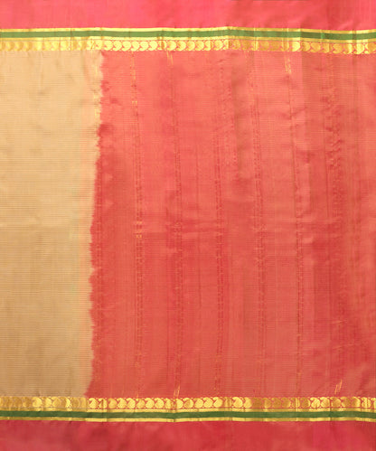 Handloom_Beige_Pure_Silk_Kanjivaram_Saree_With_Green_And_Pink_Border_WeaverStory_03