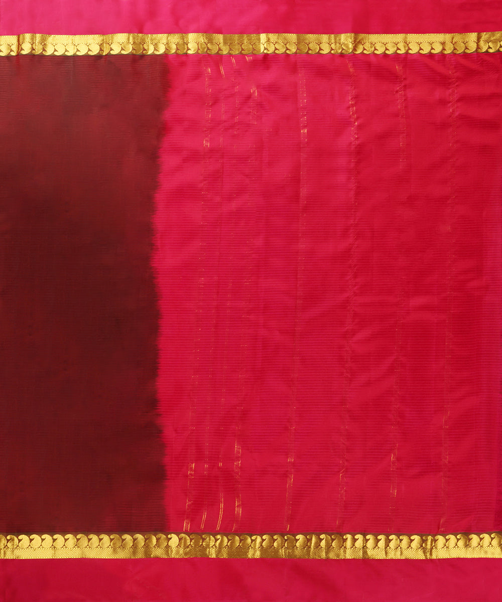 Wine_Handloom_Pure_Silk_Kanjivaram_Saree_With_Paisley_And_Pink_Border_WeaverStory_03