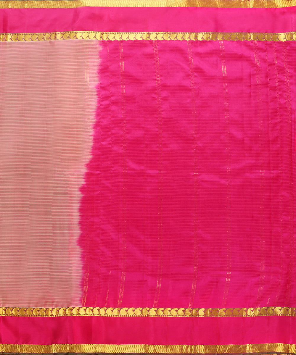 Handloom_Pink_Pure_Silk_Striped_Kanjivaram_Saree_With_Green_Paisley_Border_WeaverStory_03