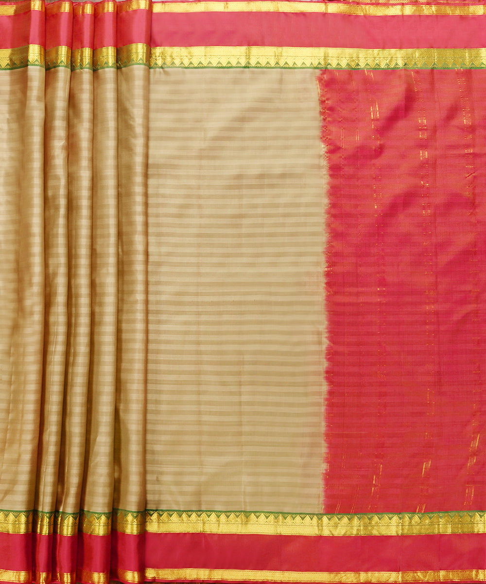 Olive_Handloom_Pure_Silk_Kanjivaram_Silk_Saree_With_Pink_Border_WeaverStory_02