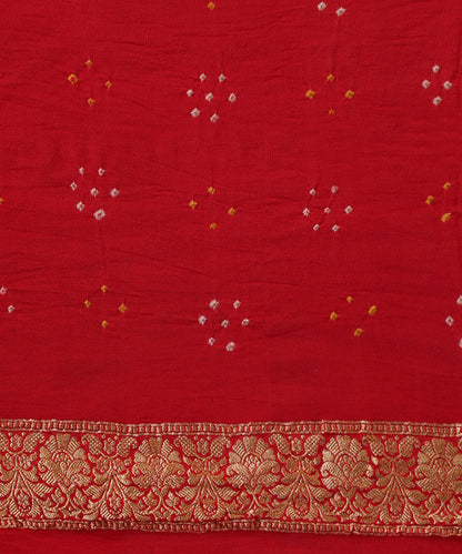 Handloom_Coral_Red_Pure_Georgette_Banarasi_Bandhej_Saree_WeaverStory_05