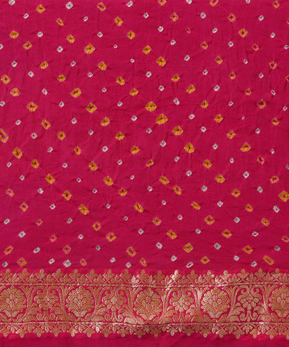 Rani_Pink_Handloom_Pure_Georgette_Banarasi_Bandhej_Saree_With_Floral_Jaal_WeaverStory_05