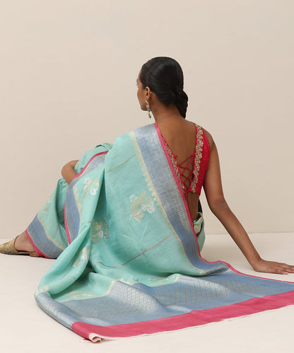 Ice_Blue_Handloom_Pure_Tusser_Georgette_Banarasi_Saree_With_Floral_Boota_And_Contrast_Border_Pallu_WeaverStory_01