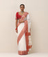 Handloom_White_Pure_Silk_Chanderi_Saree_With_Gold_Zari_Boota_And_Red_Nakshi_Border_WeaverStory_01