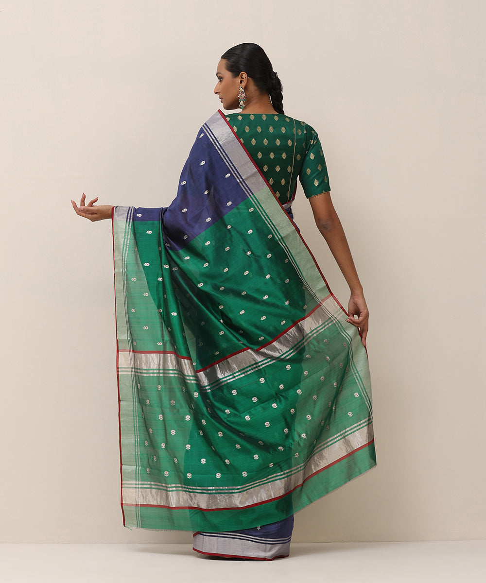 Blue_Handloom_Pure_Silk_Chanderi_Saree_With_Green_Pallu_WeaverStory_03