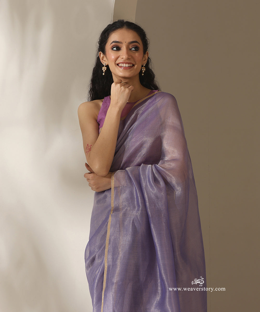Purple_Handloom_Pure_Silk_Chanderi_Saree_With_Gold_Zari_Stripes_WeaverStory_02