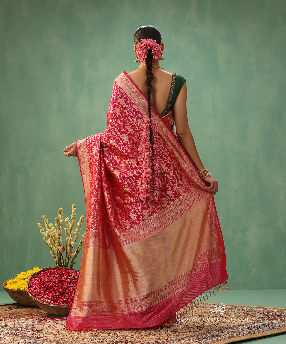 Handloom_Hot_Pink_Pure_Katan_Silk_Real_Zari_Shikargah_Banarasi_Saree_WeaverStory_03