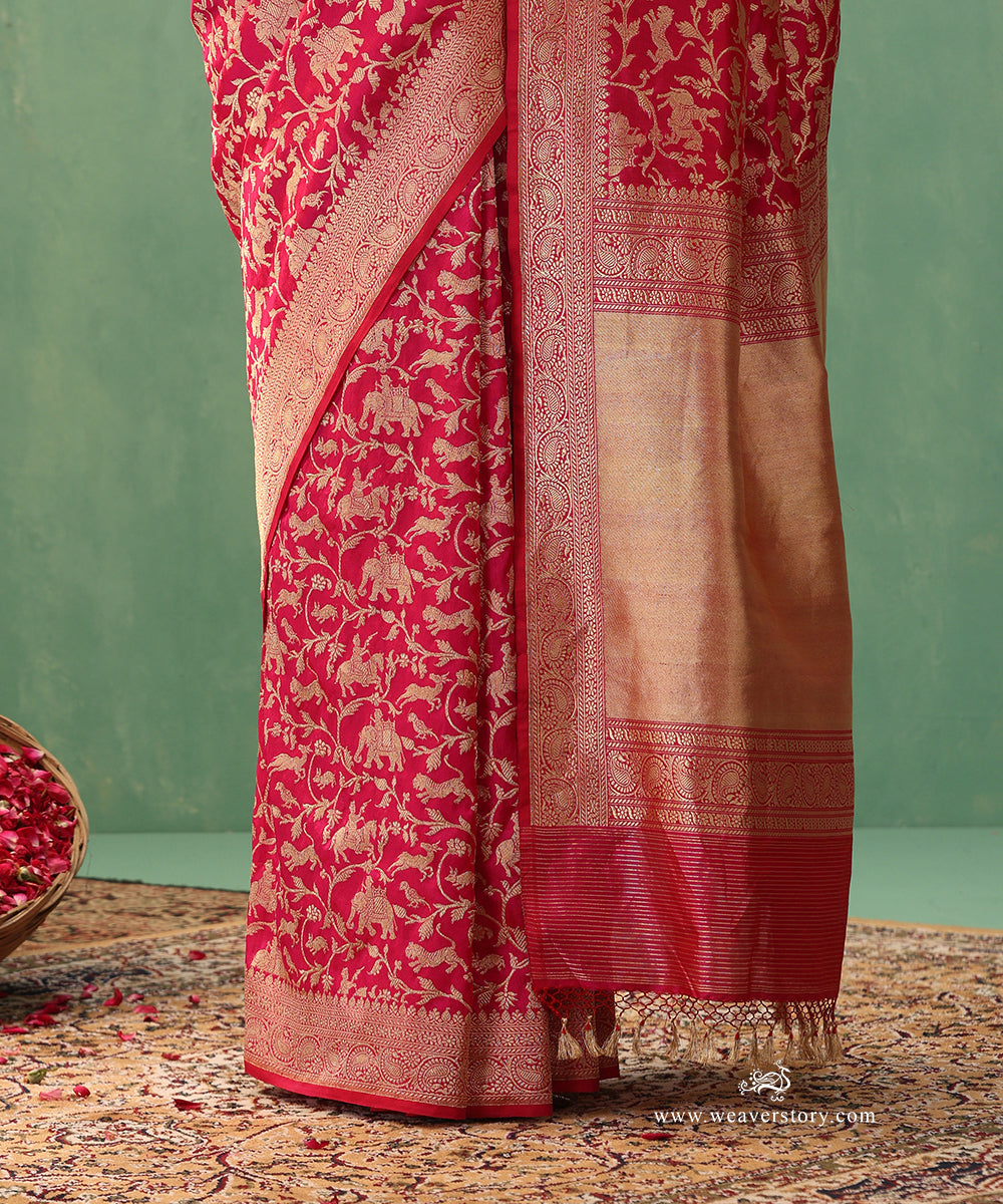 Handloom_Hot_Pink_Pure_Katan_Silk_Real_Zari_Shikargah_Banarasi_Saree_WeaverStory_04