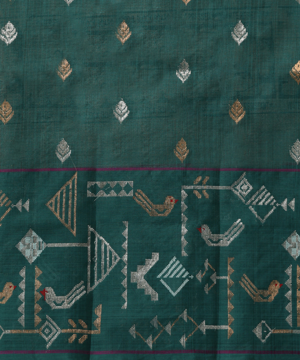 Ice_Blue_Handloom_Pure_Kota_Silk_Saree_With_Green_Border_And_Parrot_Motif_WeaverStory_05