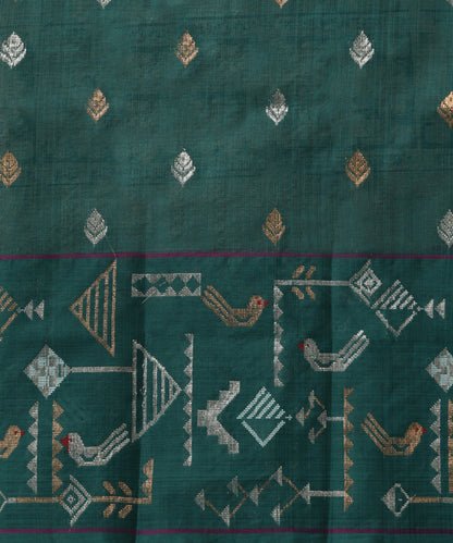 Ice_Blue_Handloom_Pure_Kota_Silk_Saree_With_Green_Border_And_Parrot_Motif_WeaverStory_05