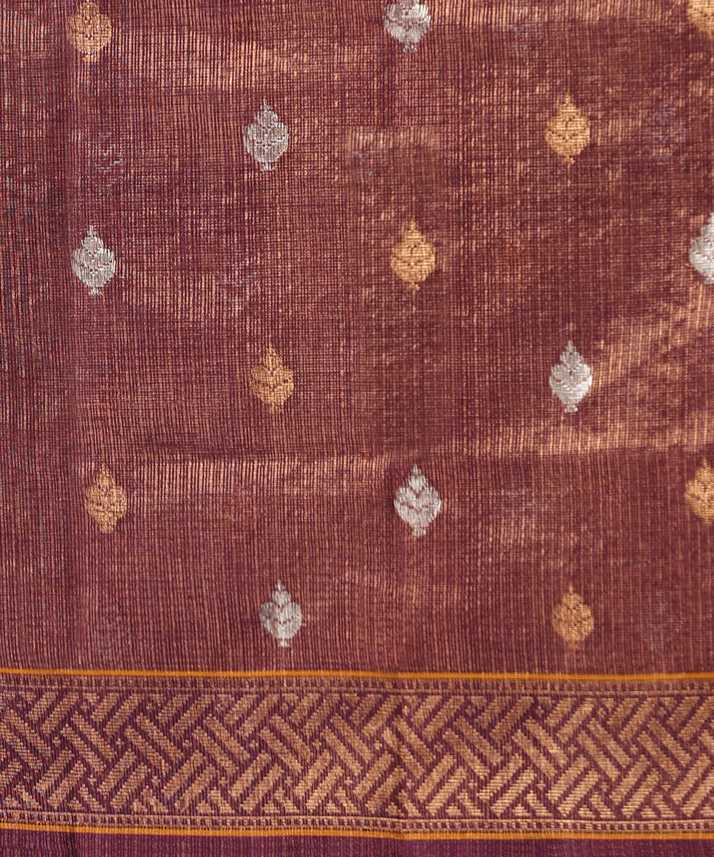 Handloom_Rust_Pure_Kota_Saree_With_Zari_Jaal_And_Purple_Border_WeaverStory_05