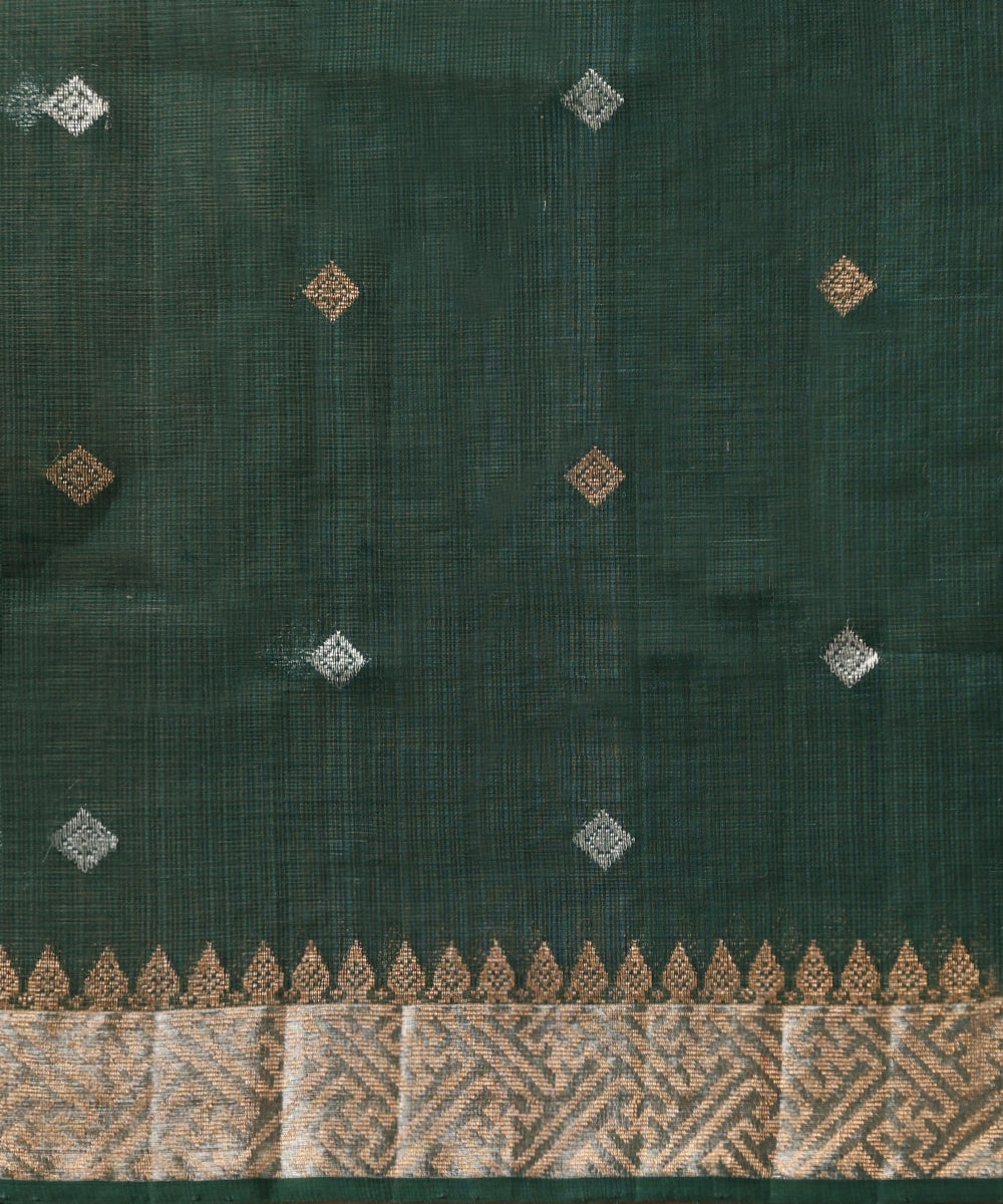 Green_Handloom_Pure_Kota_Saree_With_Tissue_Border_And_Zari_Jaal_WeaverStory_05