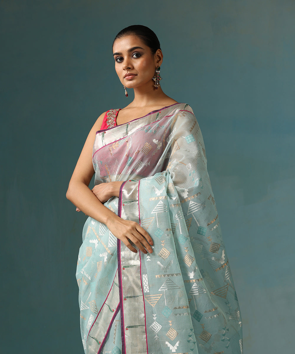 Handloom_Ice_Blue_Pure_Kota_Silk_Saree_With_Geometric_Zari_Design_And_Silver_Tissue_Border_WeaverStory_01