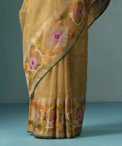 Pista_Green_Handloom_Pure_Kota_Saree_With_Tissue_Floral_Zari_Border_And_Green_Salvedge_WeaverStory_04