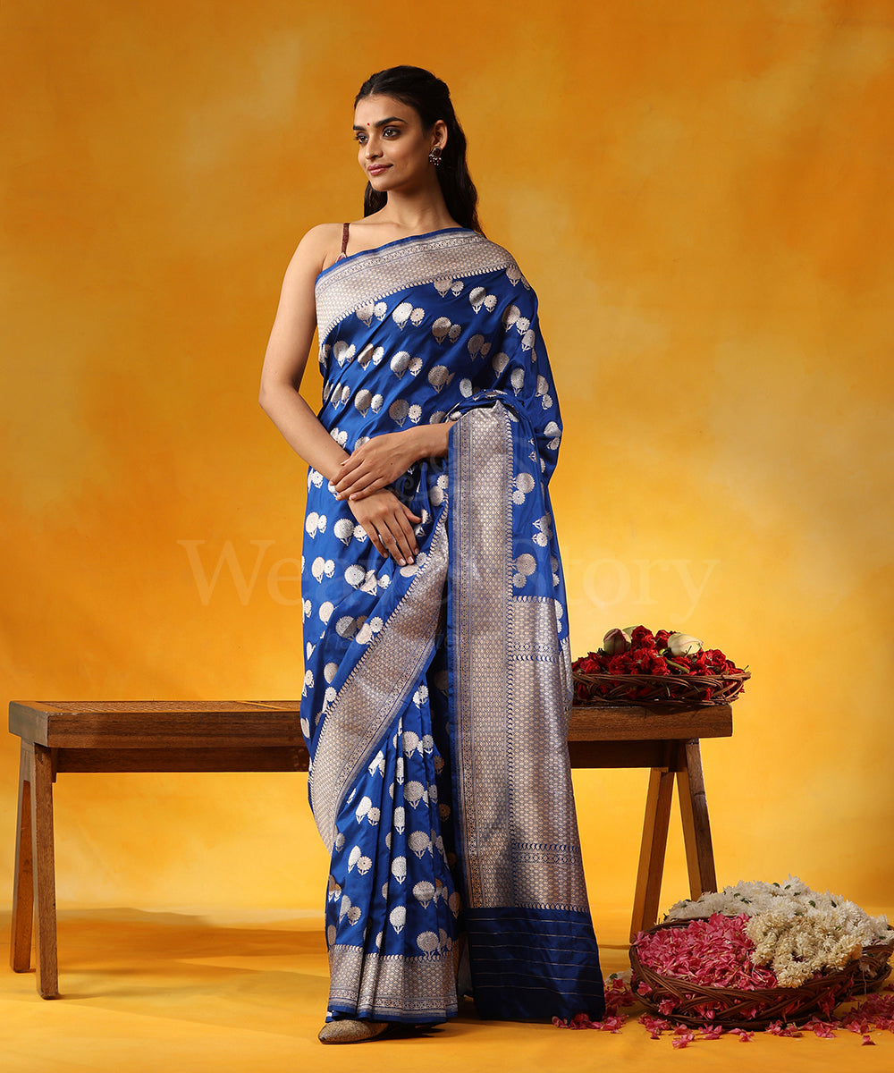 Electric_Blue_Handloom_Pure_Katan_Silk_Banarasi_Saree_With_Cutwork_Genda_Zari_Booti_WeaverStory_01